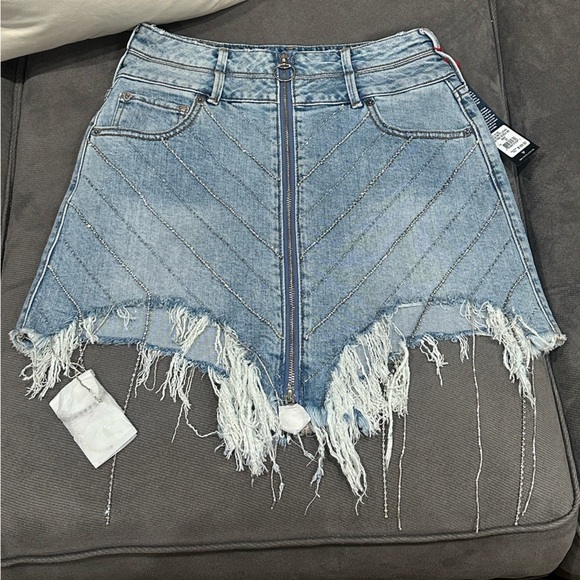 NWT True Religion Rhinstone Denim Skirt - Picture 4 of 11
